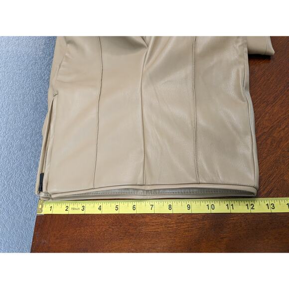 Zara Faux Leather Leggings XS Camel Brown High Waist‎ Zipper Ankle Skinny Career - Picture 11 of 16